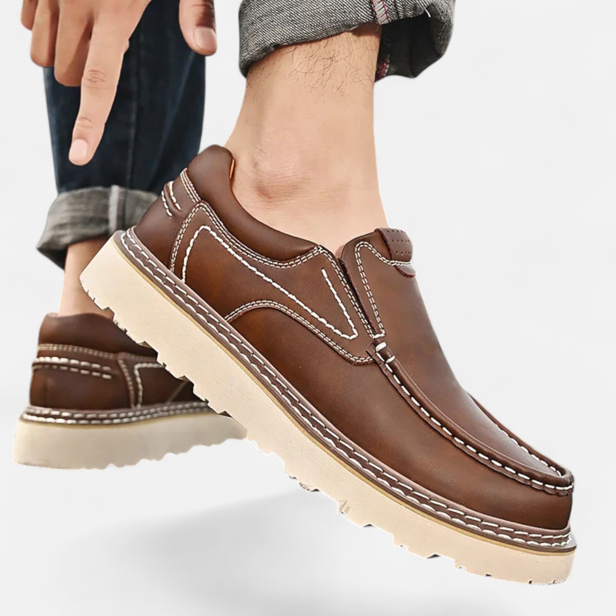 Men's Classic Leather Moccasins - Monza Style Footwear for Casual and Formal Occasions