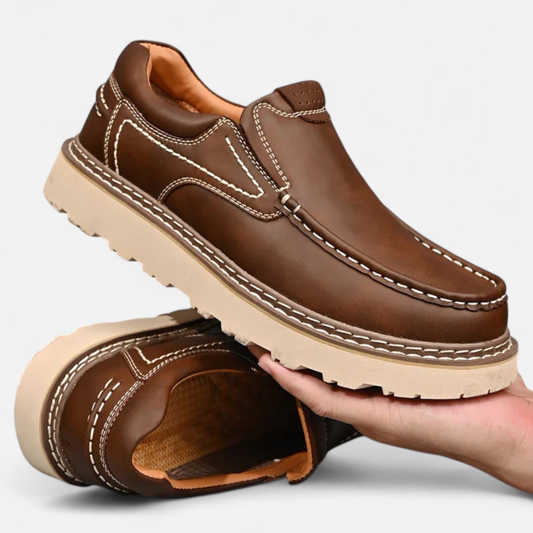 Men's Classic Leather Moccasins - Monza Style Footwear for Casual and Formal Occasions