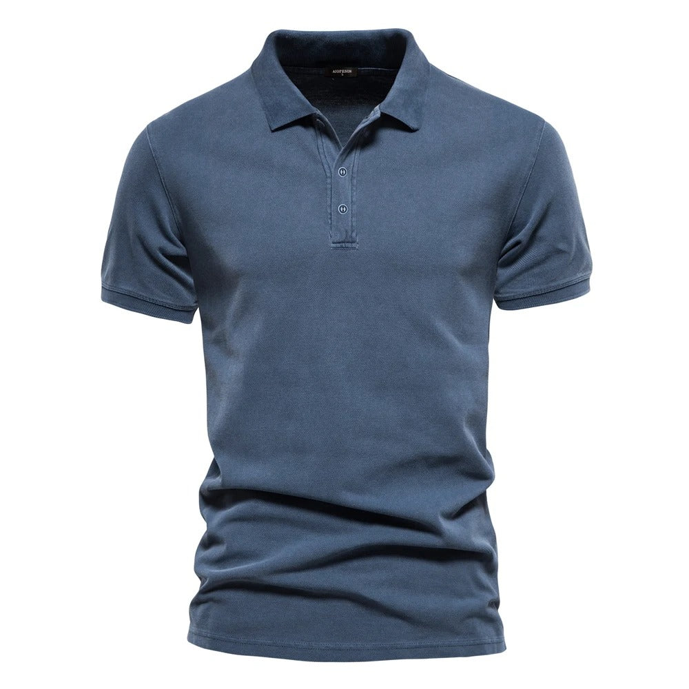 Men's Cotton Casual Polo Shirt - Short Sleeve, Lightweight, Perfect for Everyday Wear and Relaxed Outings