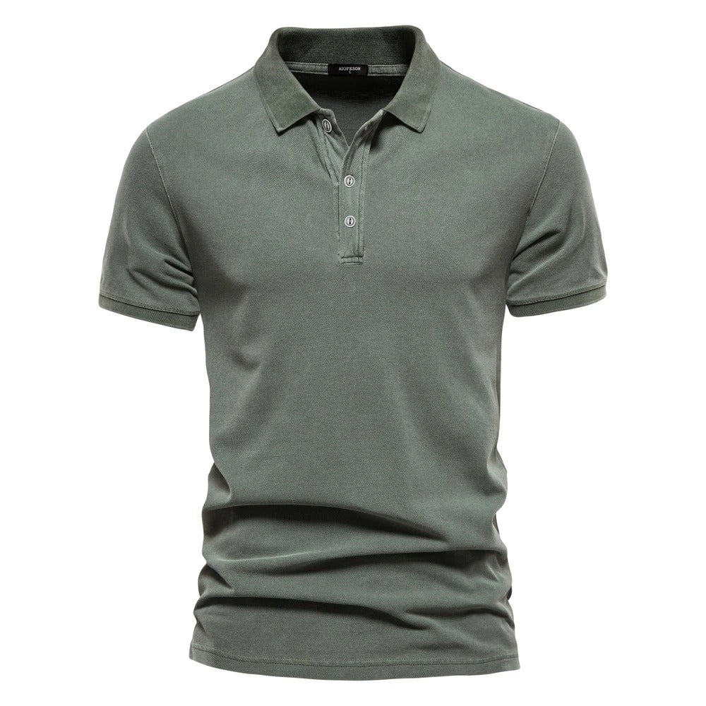 Men's Cotton Casual Polo Shirt - Short Sleeve, Lightweight, Perfect for Everyday Wear and Relaxed Outings