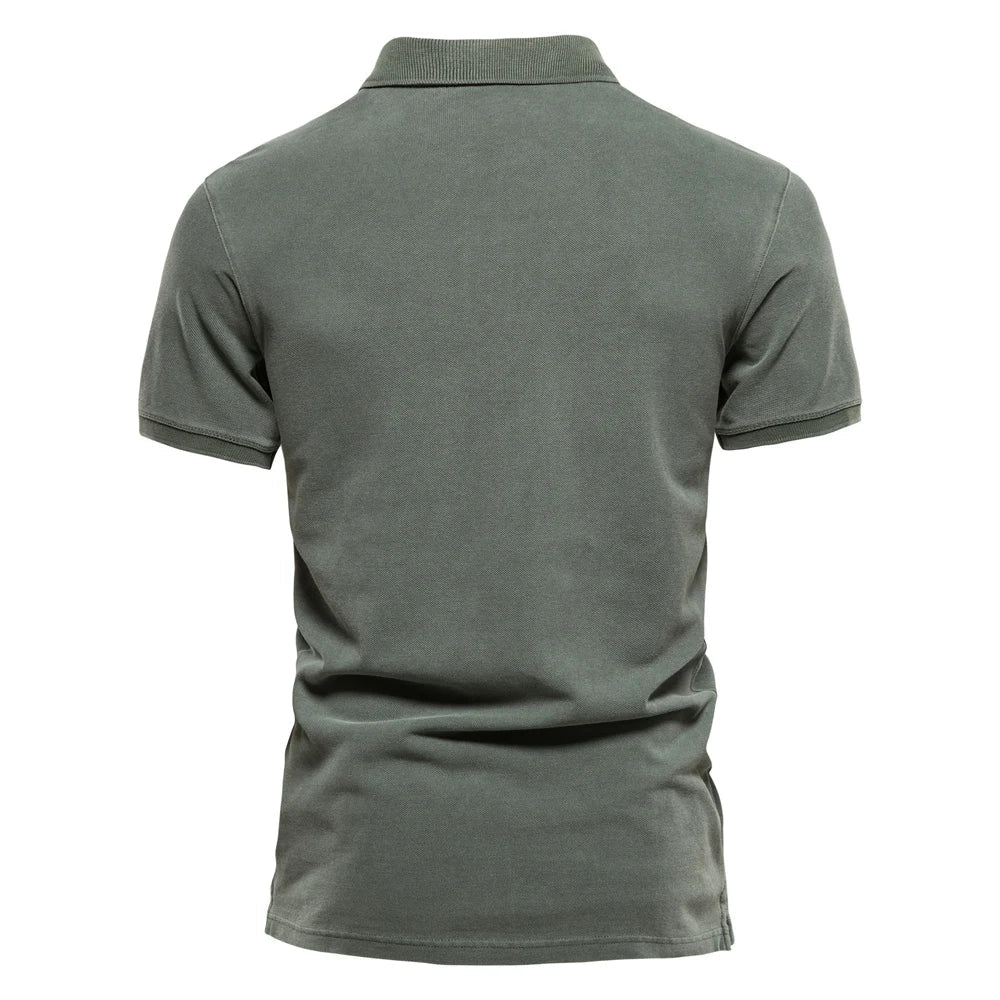 Men's Cotton Casual Polo Shirt - Short Sleeve, Lightweight, Perfect for Everyday Wear and Relaxed Outings