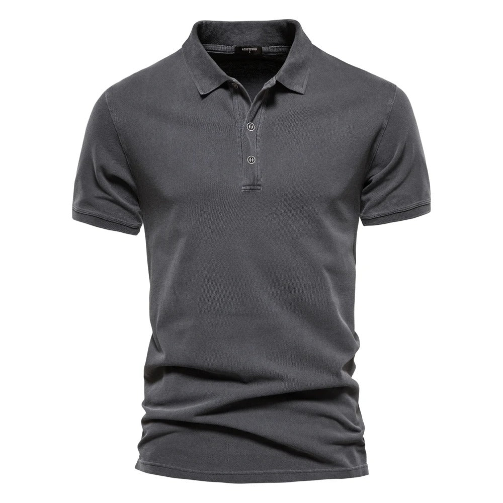Men's Cotton Casual Polo Shirt - Short Sleeve, Lightweight, Perfect for Everyday Wear and Relaxed Outings