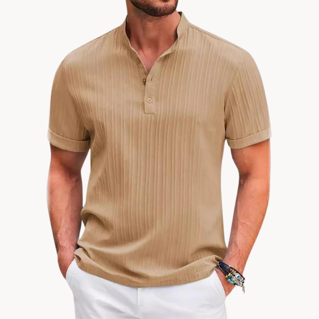 Men's Cotton Classic Henley Shirt - Casual Long Sleeve Top for Everyday Wear