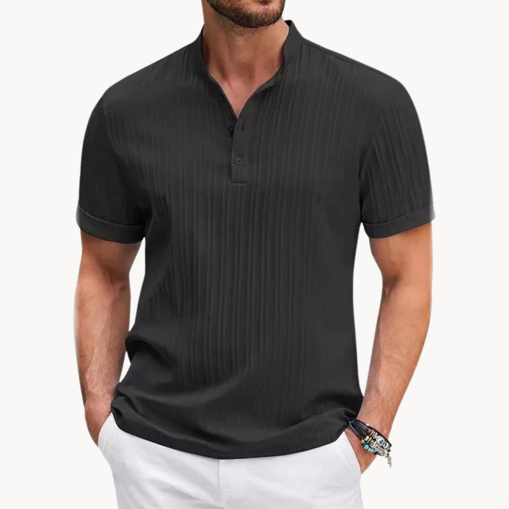 Men's Cotton Classic Henley Shirt - Casual Long Sleeve Top for Everyday Wear