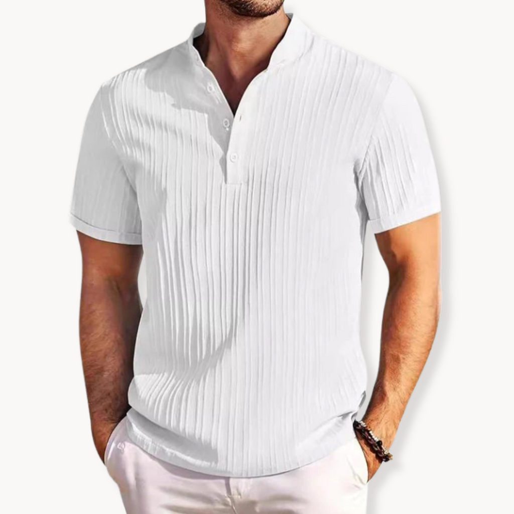 Men's Cotton Classic Henley Shirt - Casual Long Sleeve Top for Everyday Wear