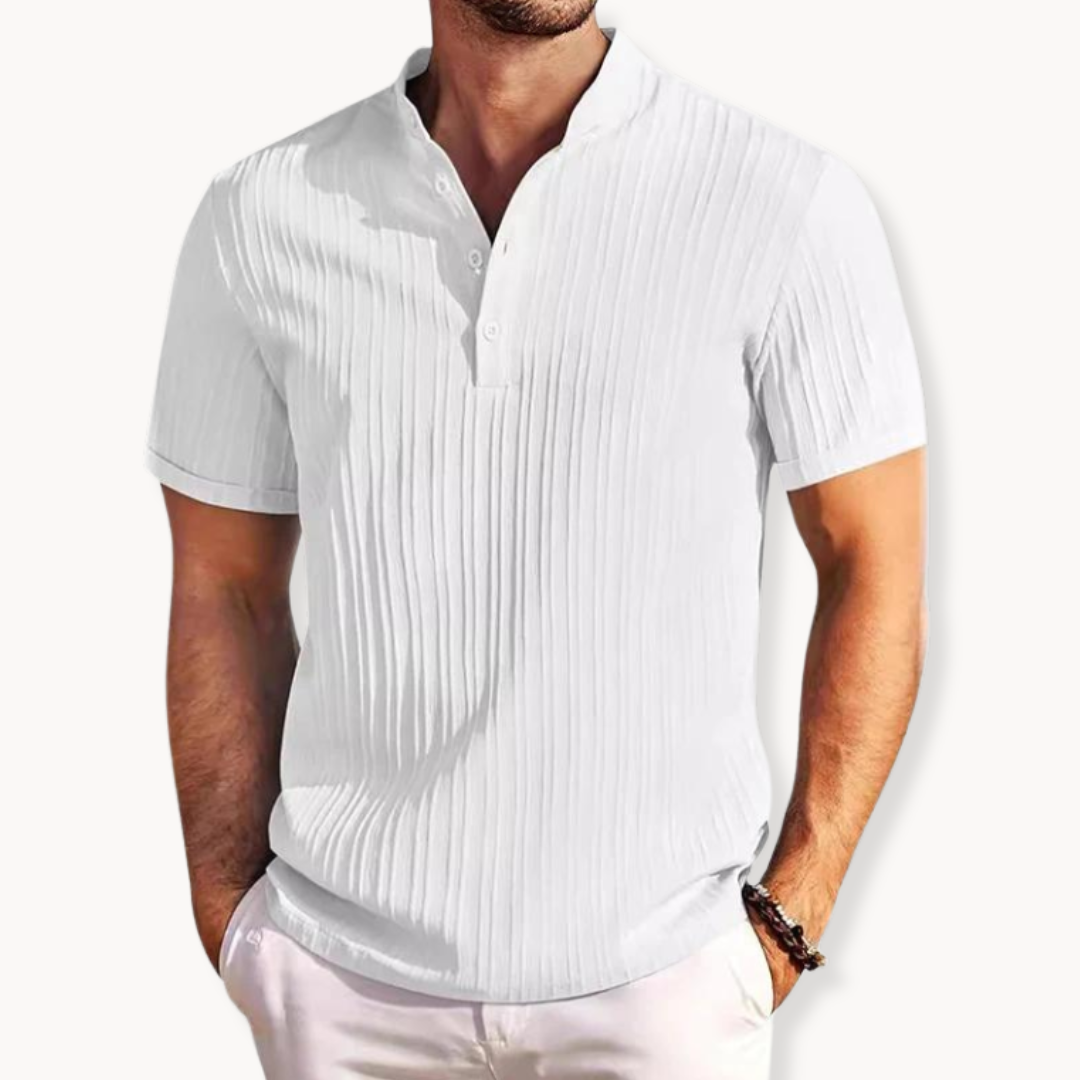 Men's Cotton Classic Henley Shirt - Casual Long Sleeve Top for Everyday Wear