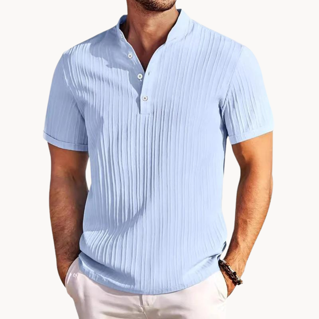 Men's Cotton Classic Henley Shirt - Casual Long Sleeve Top for Everyday Wear
