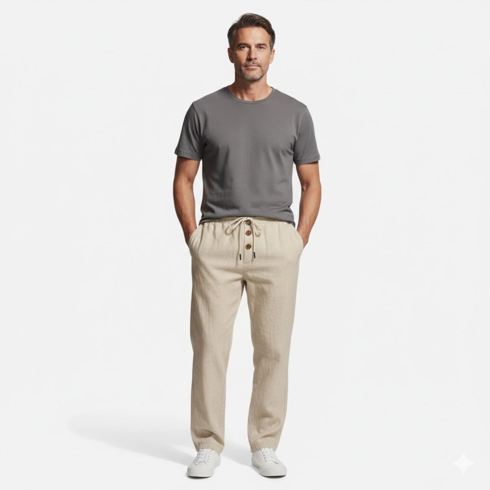 Men's Cotton Straight Leg Joggers with Drawstring Closure for Casual Wear