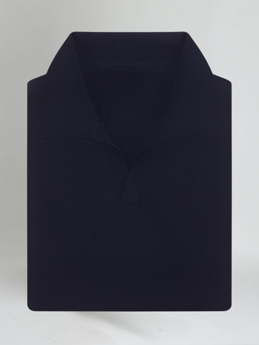 Men's Knitted Polo Shirt - Buttonless Design for Everyday Comfort and Casual Wear