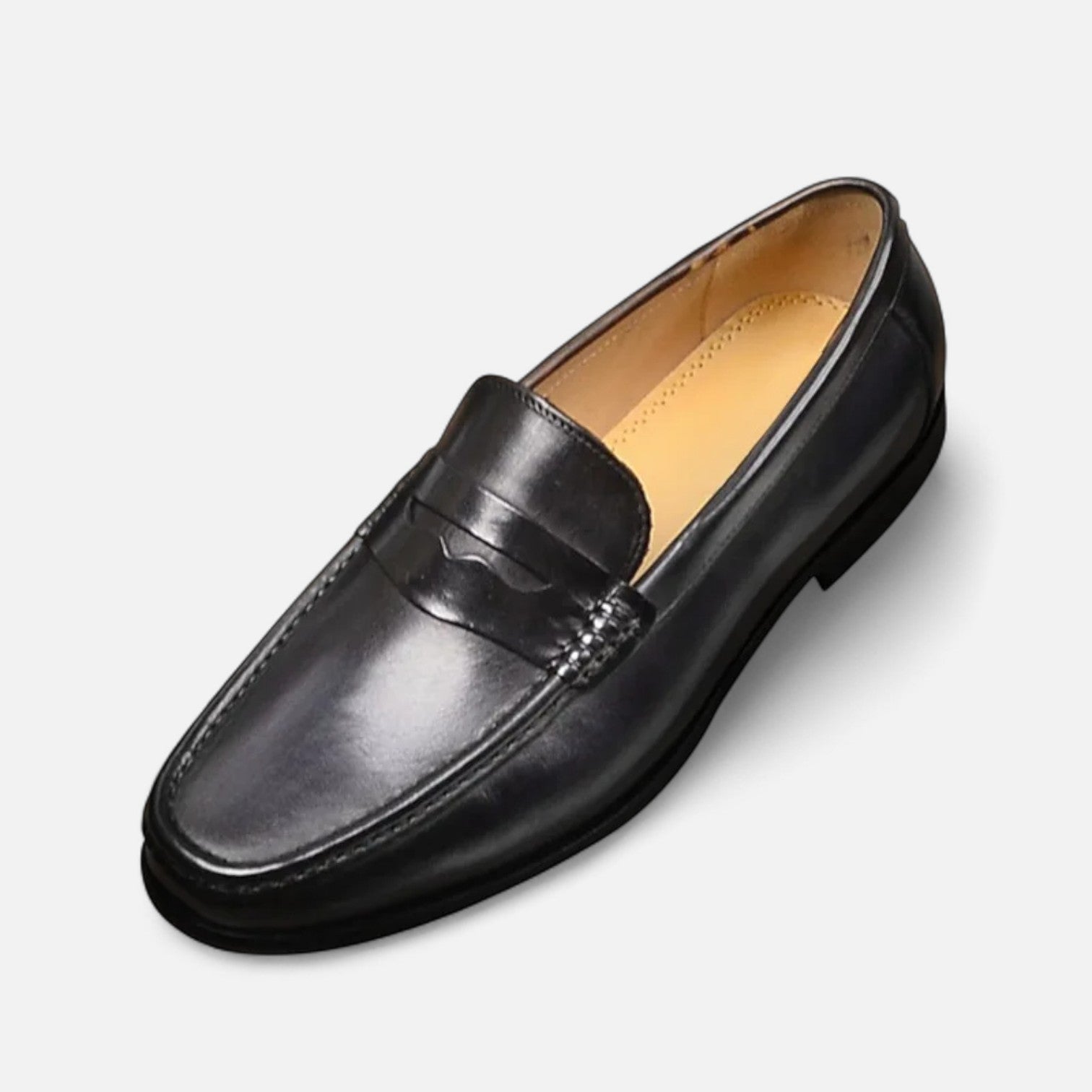 Men's Leather Penny Loafers – Black Elegant Office and Occasion Footwear