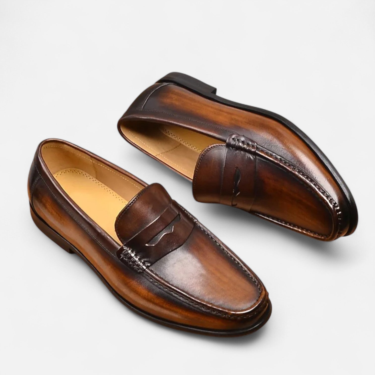 Men's Leather Penny Loafers – Black Elegant Office and Occasion Footwear