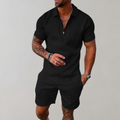 Men's Lightweight Summer Outfit - Casual Short Sleeve Shirt and Shorts Set for Warm Weather Activities
