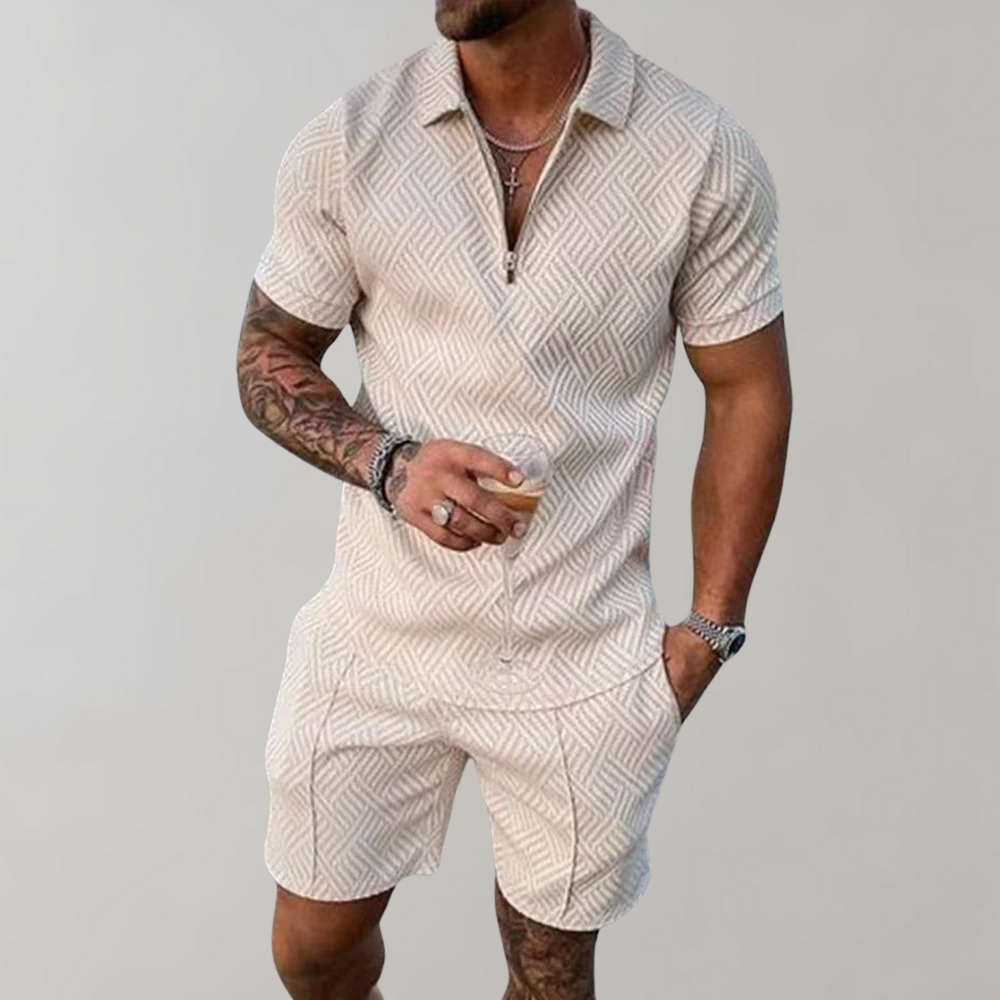 Men's Lightweight Summer Outfit - Casual Short Sleeve Shirt and Shorts Set for Warm Weather Activities