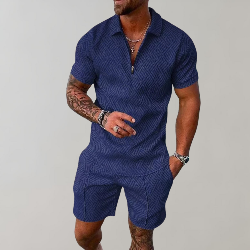 Men's Lightweight Summer Outfit - Casual Short Sleeve Shirt and Shorts Set for Warm Weather Activities