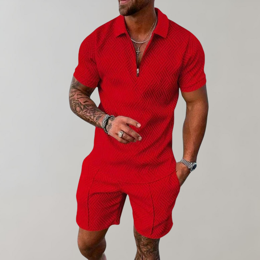 Men's Lightweight Summer Outfit - Casual Short Sleeve Shirt and Shorts Set for Warm Weather Activities