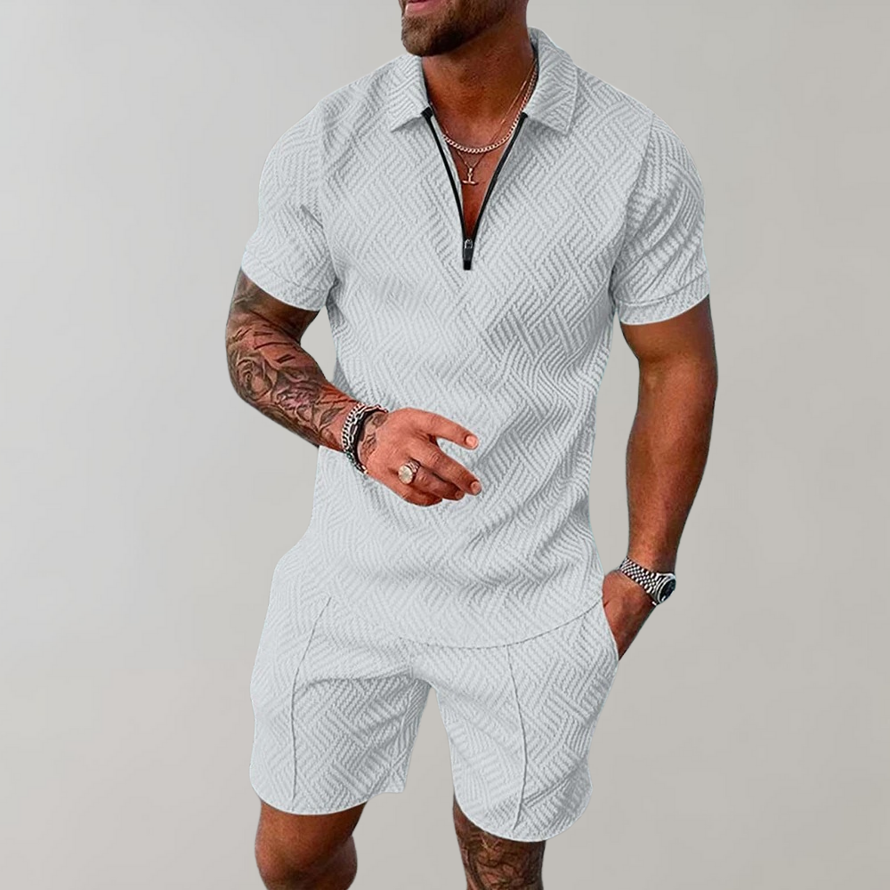 Men's Lightweight Summer Outfit - Casual Short Sleeve Shirt and Shorts Set for Warm Weather Activities