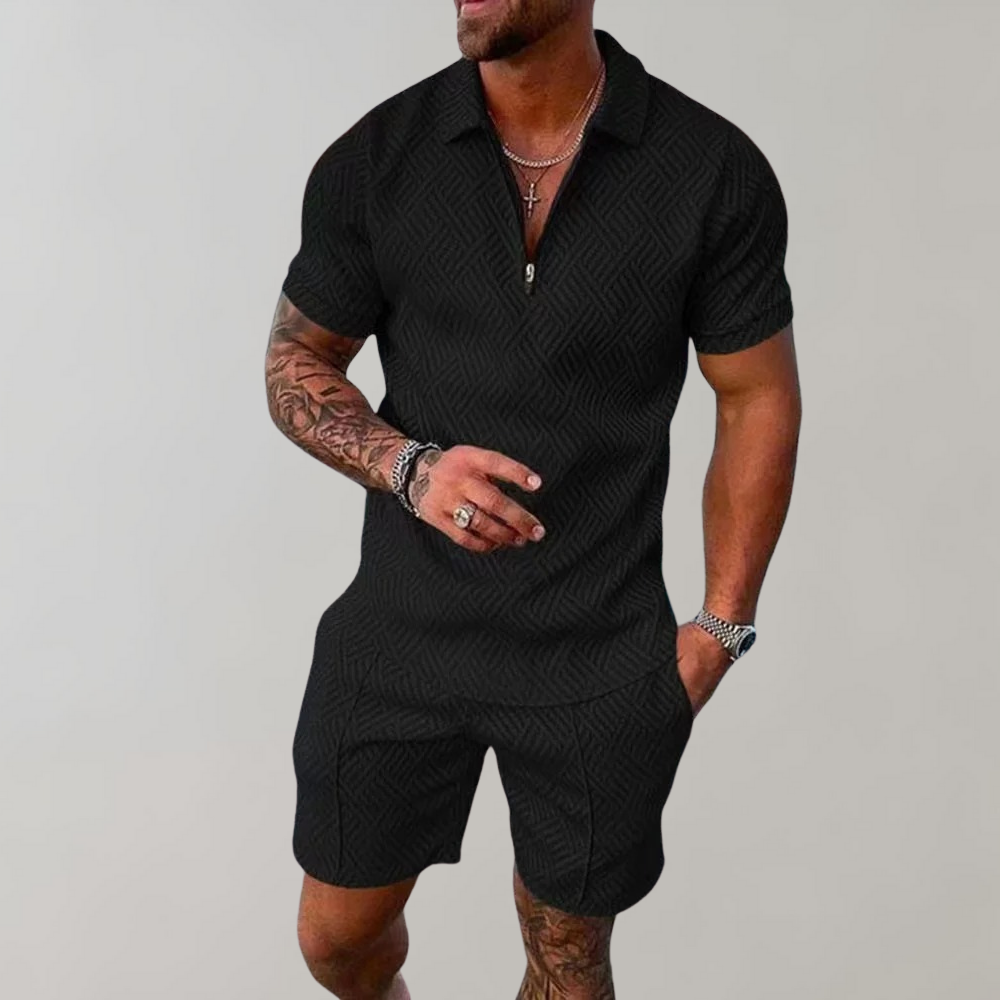 Men's Lightweight Summer Outfit - Casual Short Sleeve Shirt and Shorts Set for Warm Weather Activities