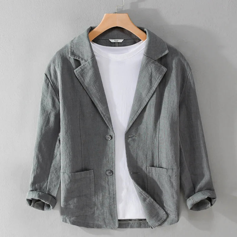 Men's Linen Casual Jacket - Lightweight Breathable Design for Everyday Wear