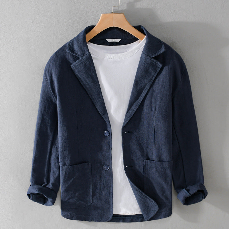 Men's Linen Casual Jacket - Lightweight Breathable Design for Everyday Wear