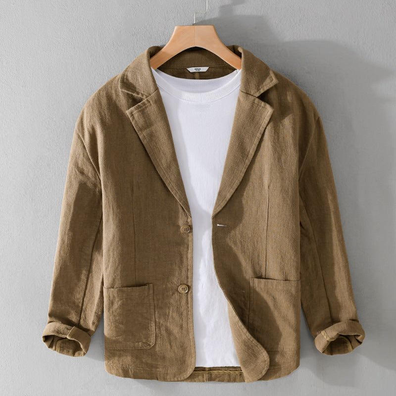 Men's Linen Casual Jacket - Lightweight Breathable Design for Everyday Wear