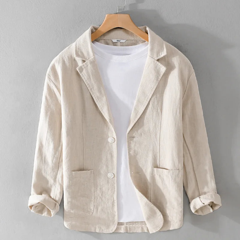 Men's Linen Casual Jacket - Lightweight Breathable Design for Everyday Wear