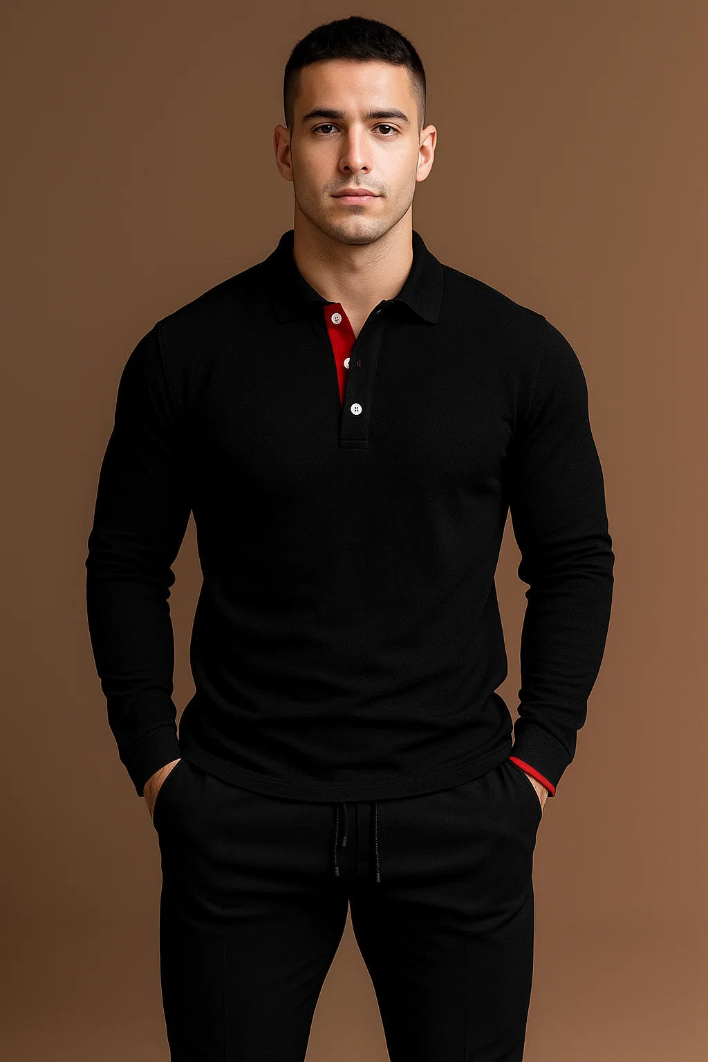 Men's Long Sleeve Cotton Polo Shirt for Casual and Business Wear - Classic Fit, Multiple Colors Available
