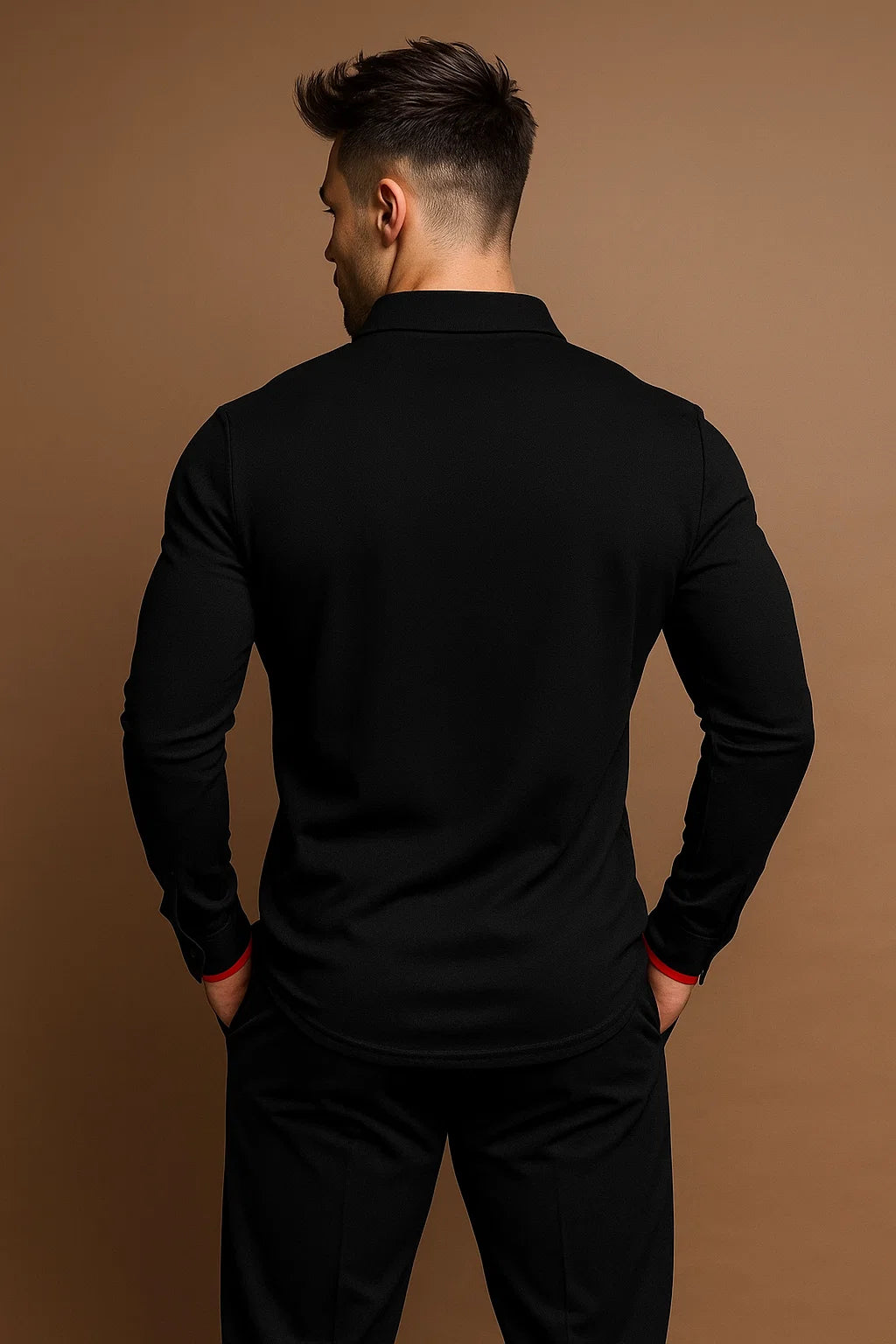 Men's Long Sleeve Cotton Polo Shirt for Casual and Business Wear - Classic Fit, Multiple Colors Available