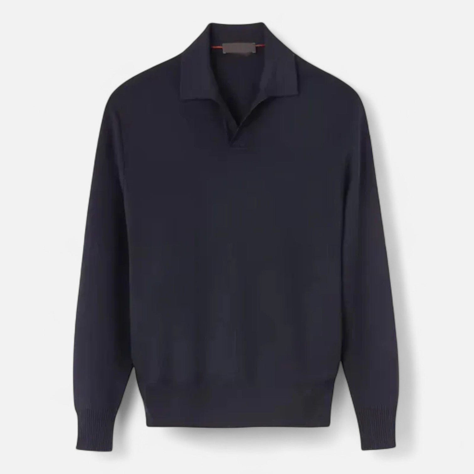 Men's Long Sleeve Polo Shirt - Classic Collar, Structured Knit, Elegant Design for Casual or Formal Wear