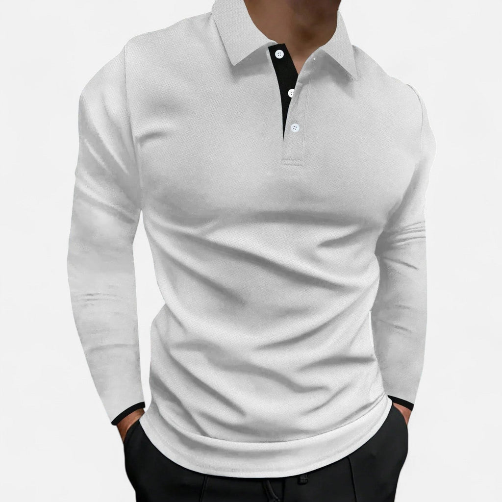 Men's Long Sleeve Polo Shirt - Comfortable Elegance - Autumn Business Casual Wear - Versatile Style for Everyday Use