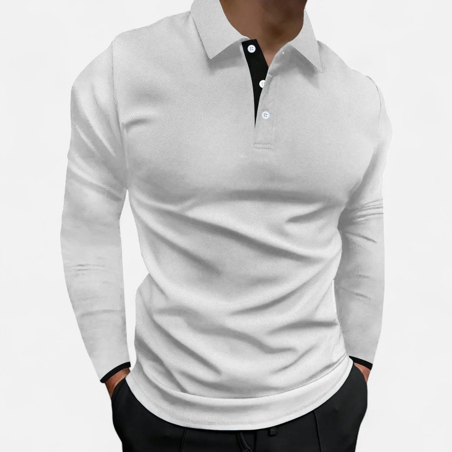Men's Long Sleeve Polo Shirt - Comfortable Elegance - Autumn Business Casual Wear - Versatile Style for Everyday Use