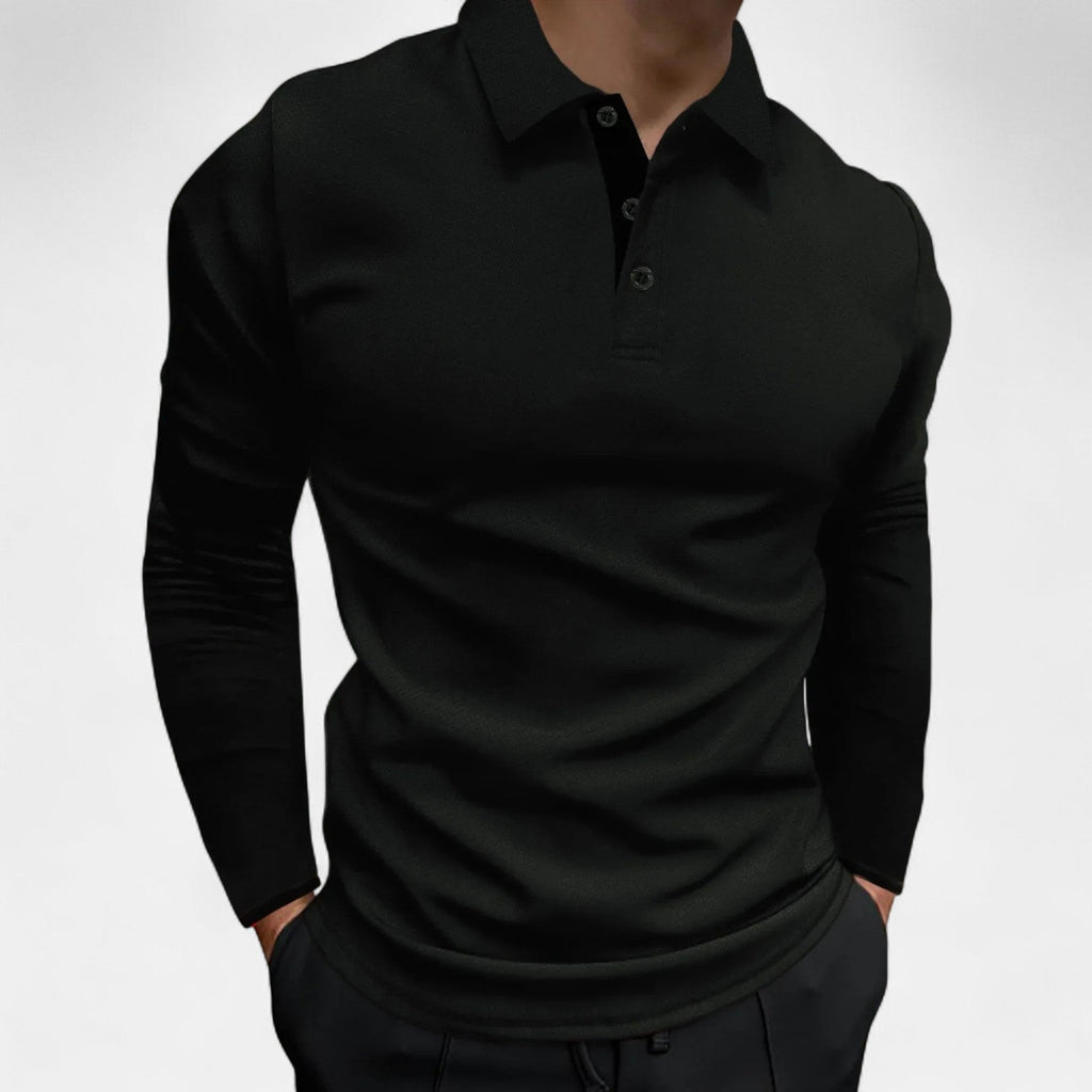 Men's Long Sleeve Polo Shirt - Comfortable Elegance - Autumn Business Casual Wear - Versatile Style for Everyday Use