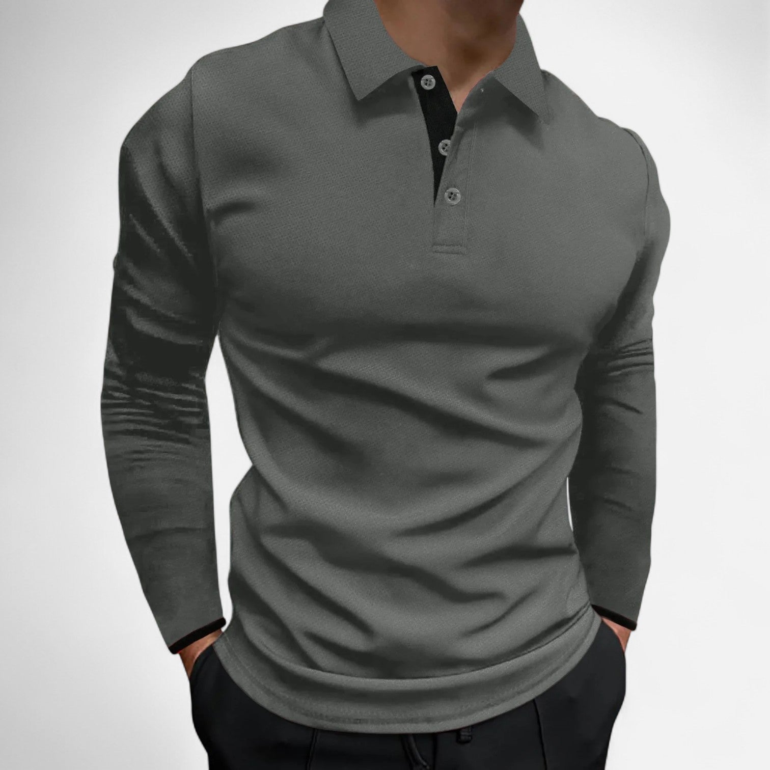 Men's Long Sleeve Polo Shirt - Comfortable Elegance - Autumn Business Casual Wear - Versatile Style for Everyday Use