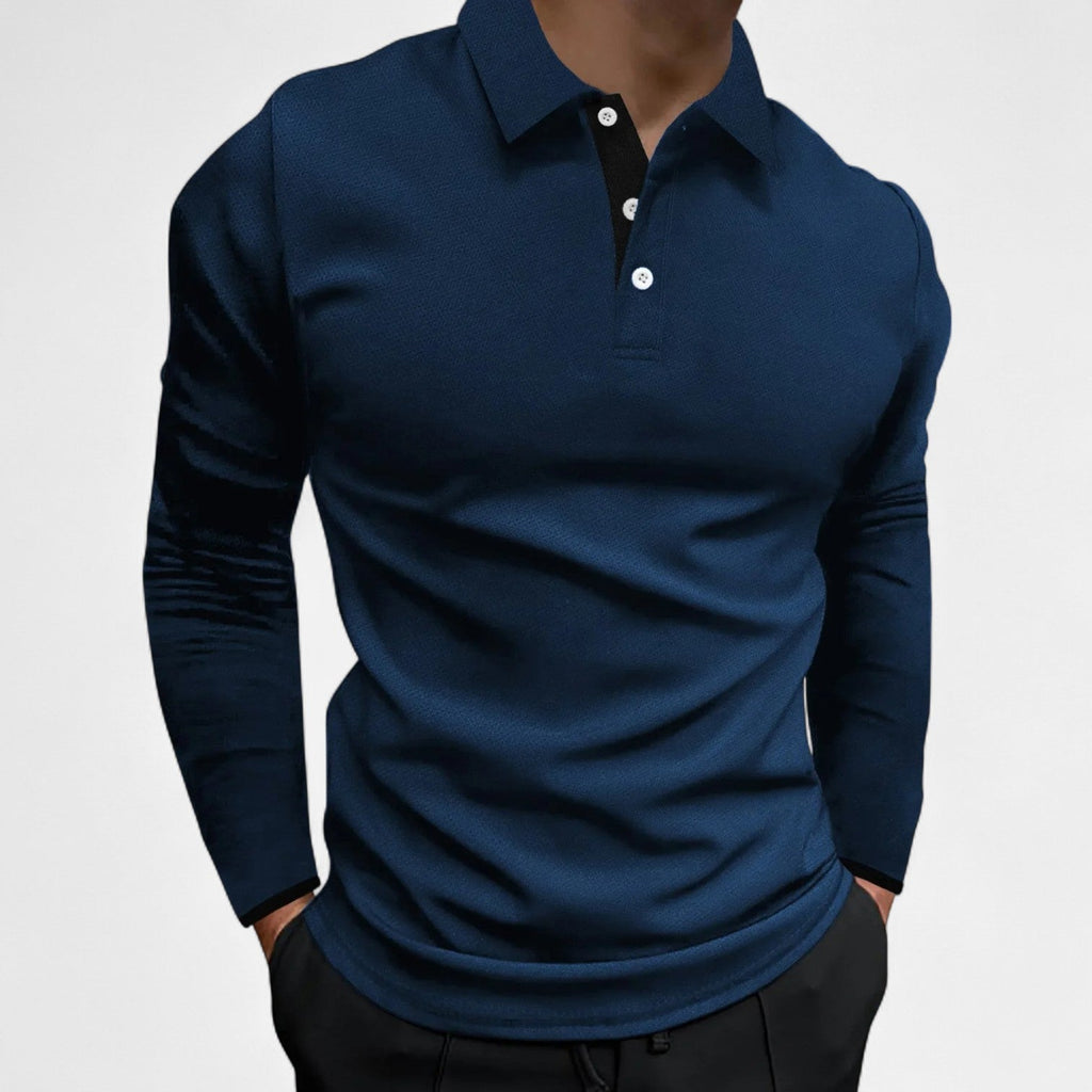 Men's Long Sleeve Polo Shirt - Comfortable Elegance - Autumn Business Casual Wear - Versatile Style for Everyday Use