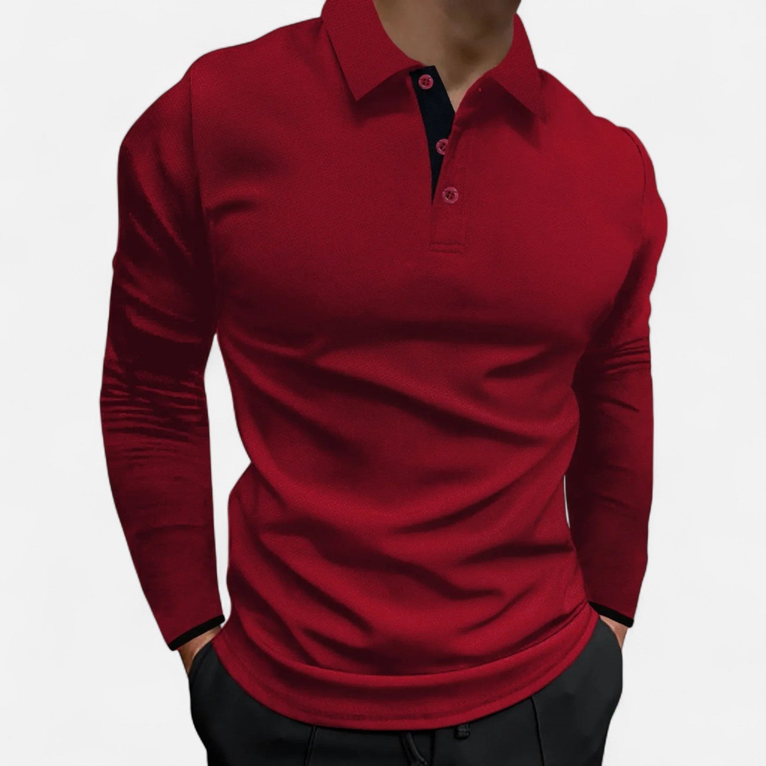 Men's Long Sleeve Polo Shirt - Comfortable Elegance - Autumn Business Casual Wear - Versatile Style for Everyday Use