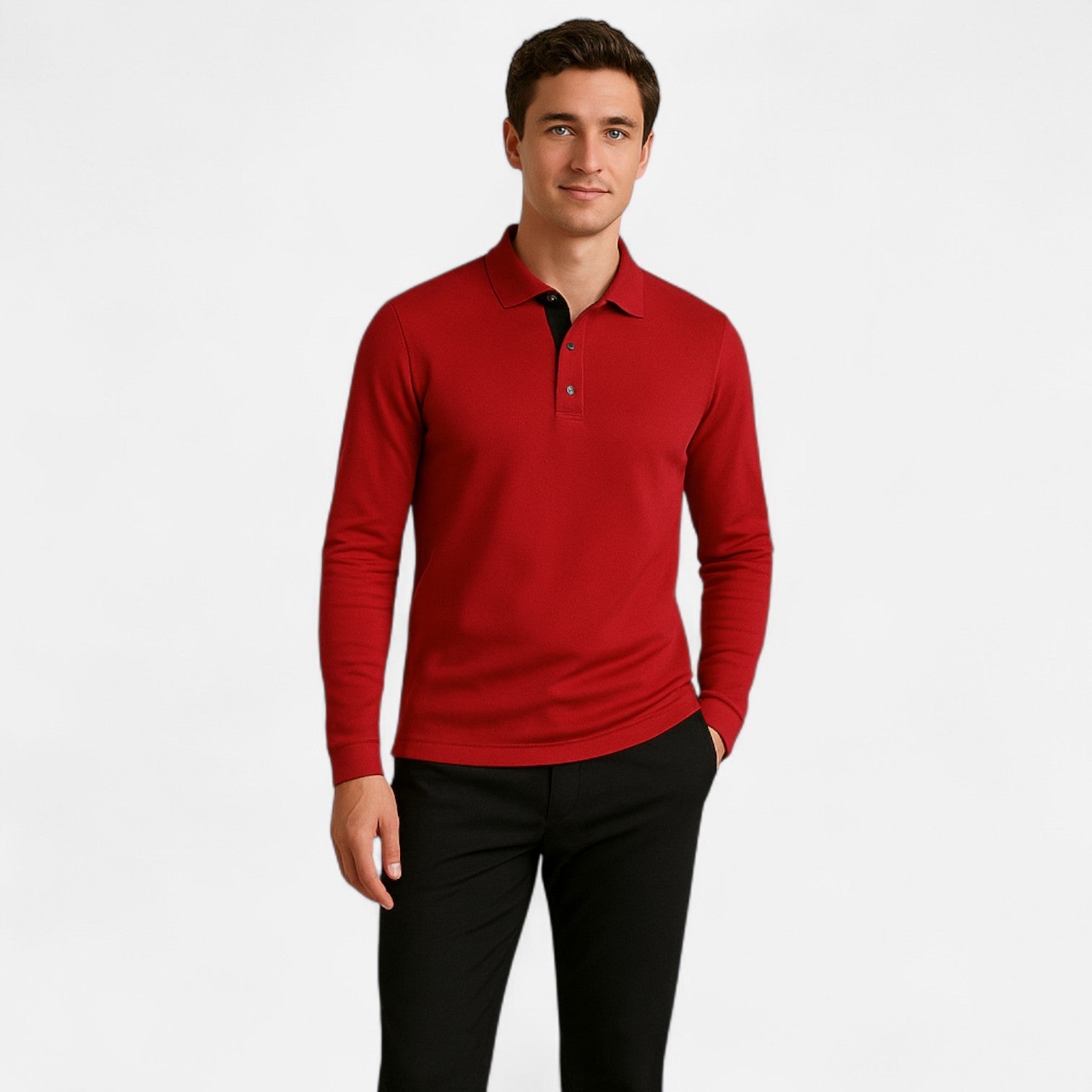 Men's Long Sleeve Polo Shirt - Comfortable Elegance - Autumn Business Casual Wear - Versatile Style for Everyday Use