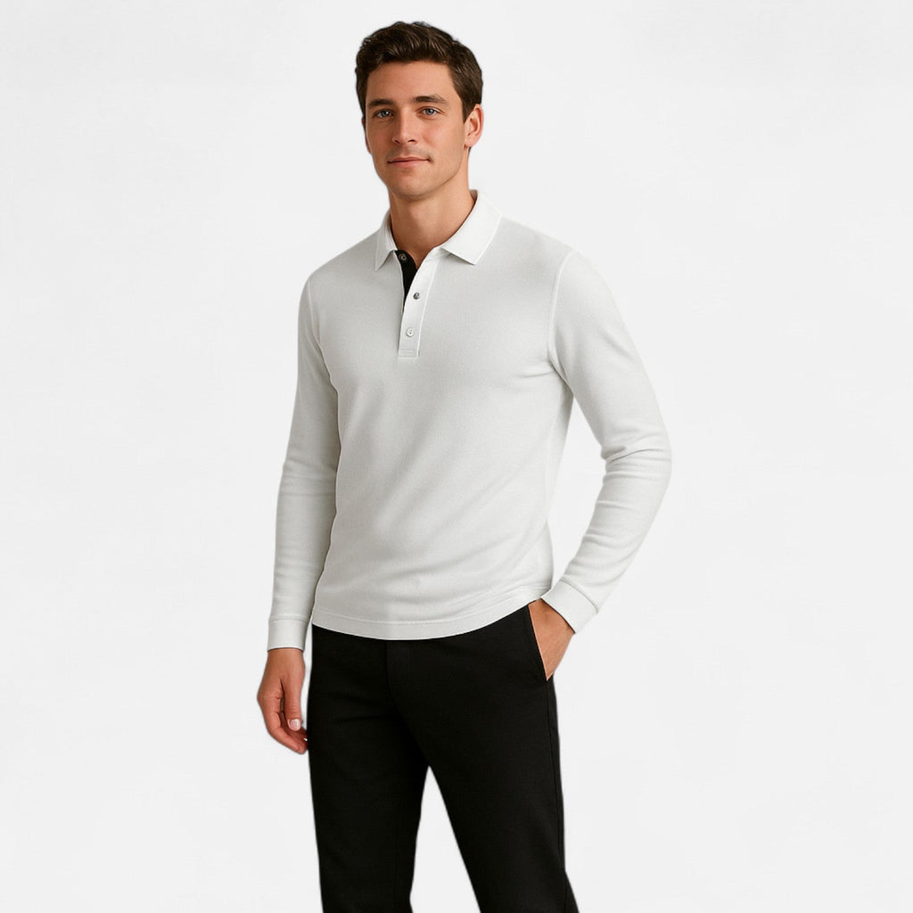 Men's Long Sleeve Polo Shirt - Comfortable Elegance - Autumn Business Casual Wear - Versatile Style for Everyday Use