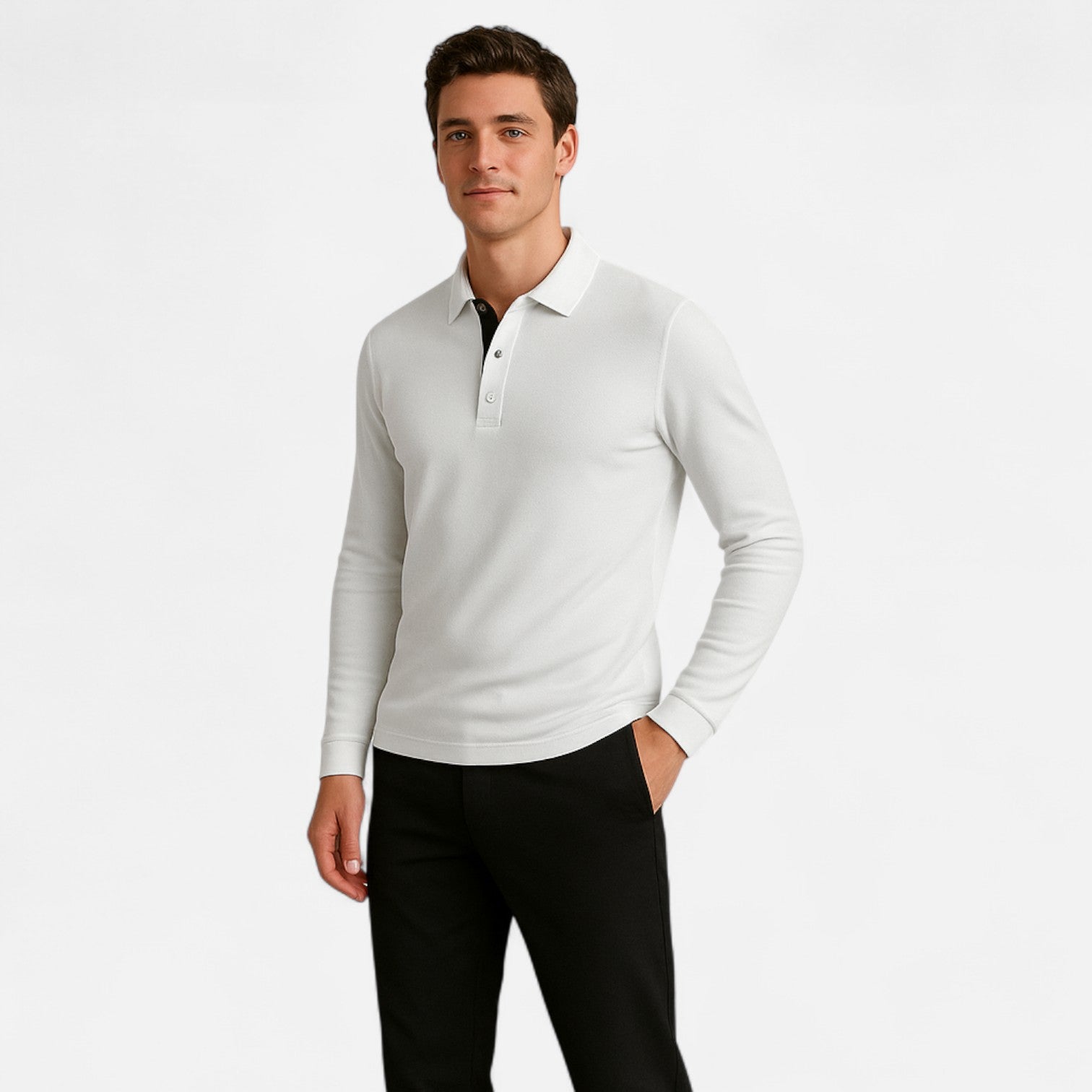 Men's Long Sleeve Polo Shirt - Comfortable Elegance - Autumn Business Casual Wear - Versatile Style for Everyday Use