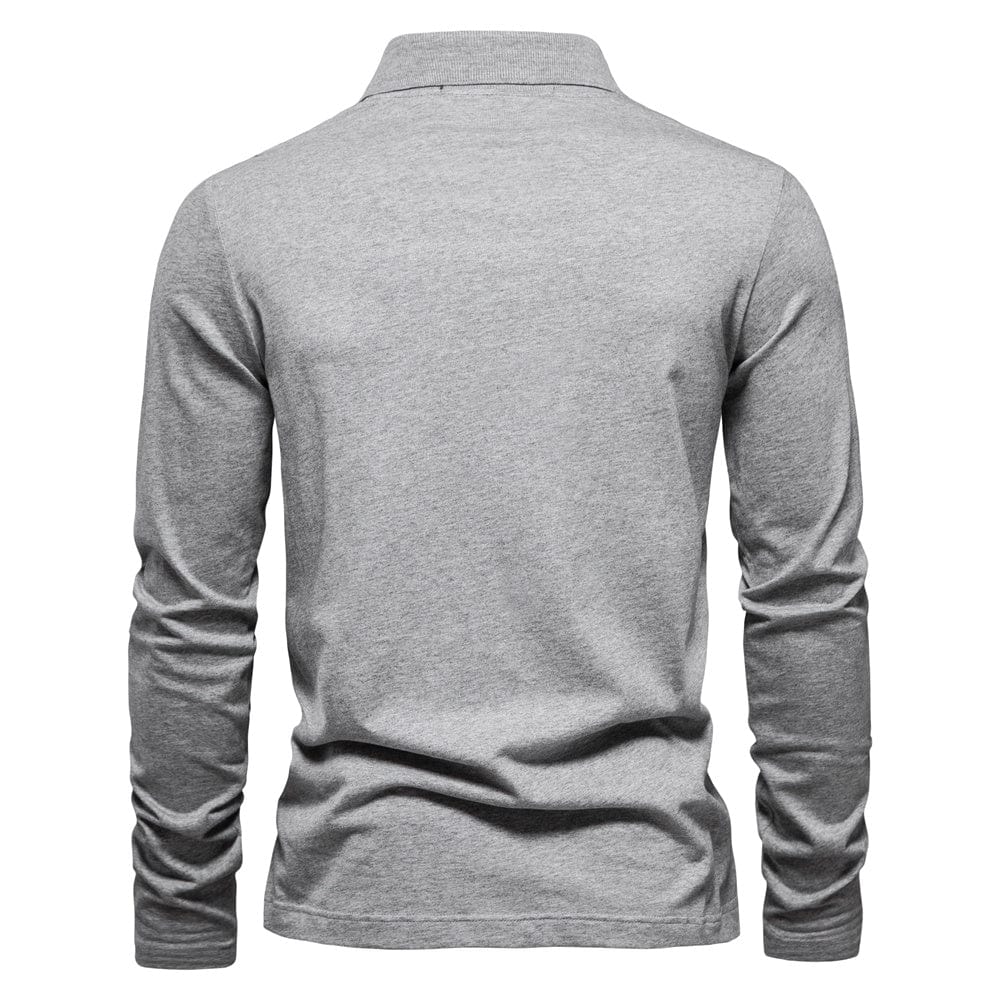 Men's Long Sleeve Polo Shirt - Soft Cotton Blend - Casual Wear - Versatile Everyday Style