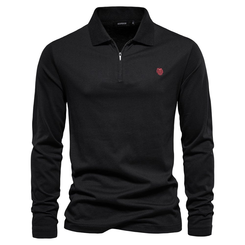 Men's Long Sleeve Polo Shirt - Soft Cotton Blend - Casual Wear - Versatile Everyday Style