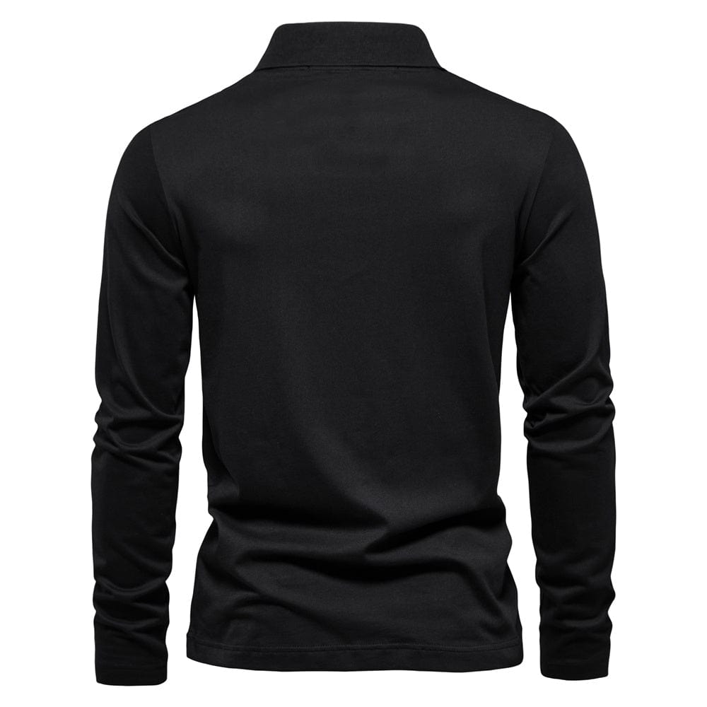 Men's Long Sleeve Polo Shirt - Soft Cotton Blend - Casual Wear - Versatile Everyday Style