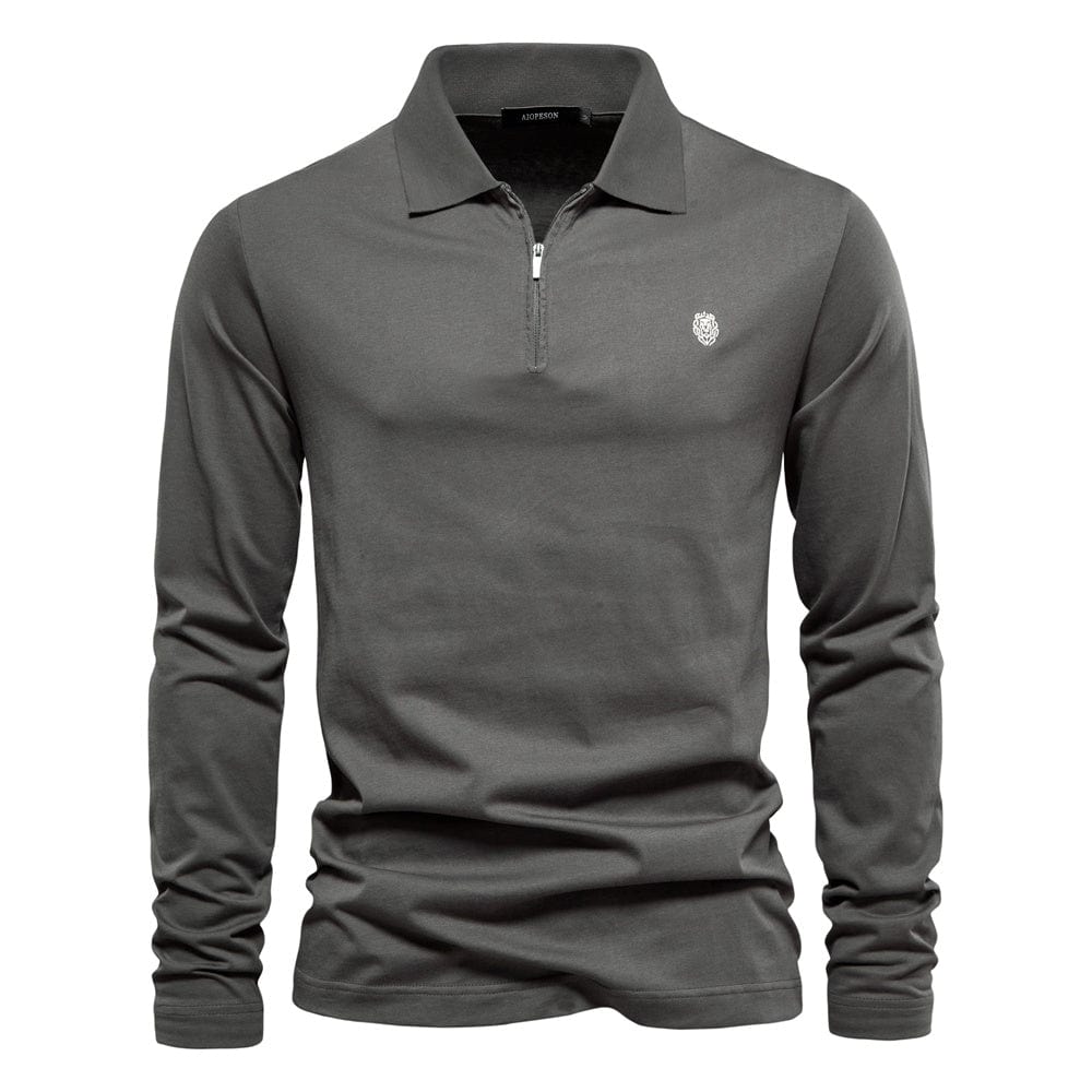 Men's Long Sleeve Polo Shirt - Soft Cotton Blend - Casual Wear - Versatile Everyday Style
