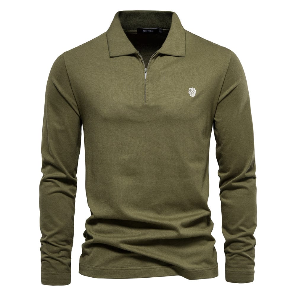 Men's Long Sleeve Polo Shirt - Soft Cotton Blend - Casual Wear - Versatile Everyday Style