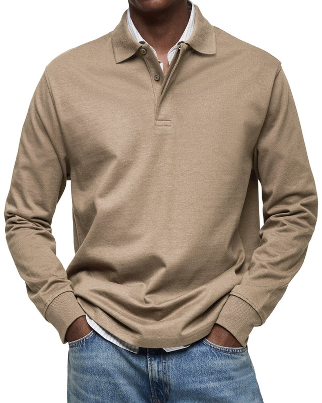 Men's Long Sleeve Polo Shirt - Soft Cotton Fabric - Casual Style for Everyday Wear - Available in Multiple Colors