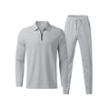 Men's Long Sleeve Polo Shirt and Trouser Set - Cotton Blend, Casual Style for Everyday Wear, Available in Multiple Sizes
