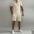 Men's Luxury Cotton Polo and Shorts Set - Casual Summer Outfit for Outdoor Activities and Relaxation