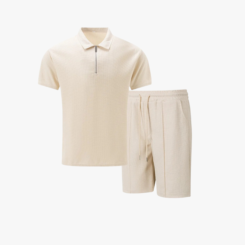 Men's Polo Shirt and Shorts Co-Ord Set - Casual Cotton Outfit for Summer Activities and Relaxation