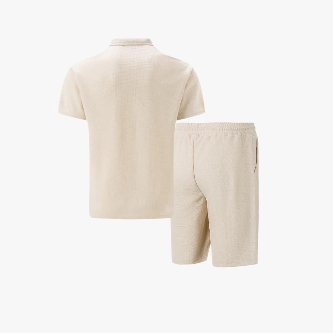 Men's Polo Shirt and Shorts Co-Ord Set - Casual Cotton Outfit for Summer Activities and Relaxation