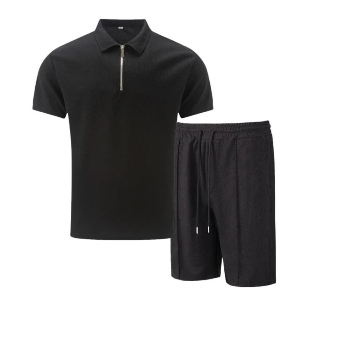 Men's Polo Shirt and Shorts Co-Ord Set - Casual Cotton Outfit for Summer Activities and Relaxation