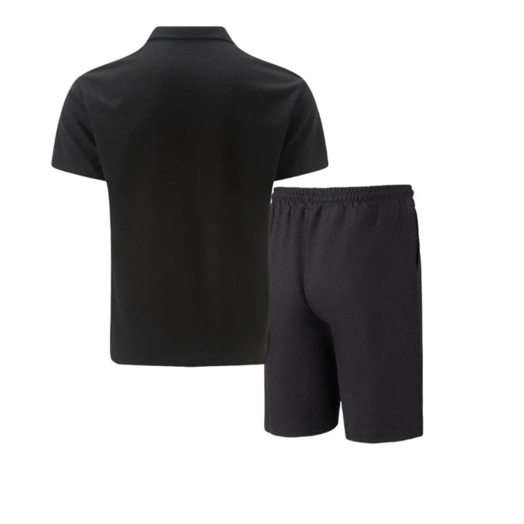 Men's Polo Shirt and Shorts Co-Ord Set - Casual Cotton Outfit for Summer Activities and Relaxation