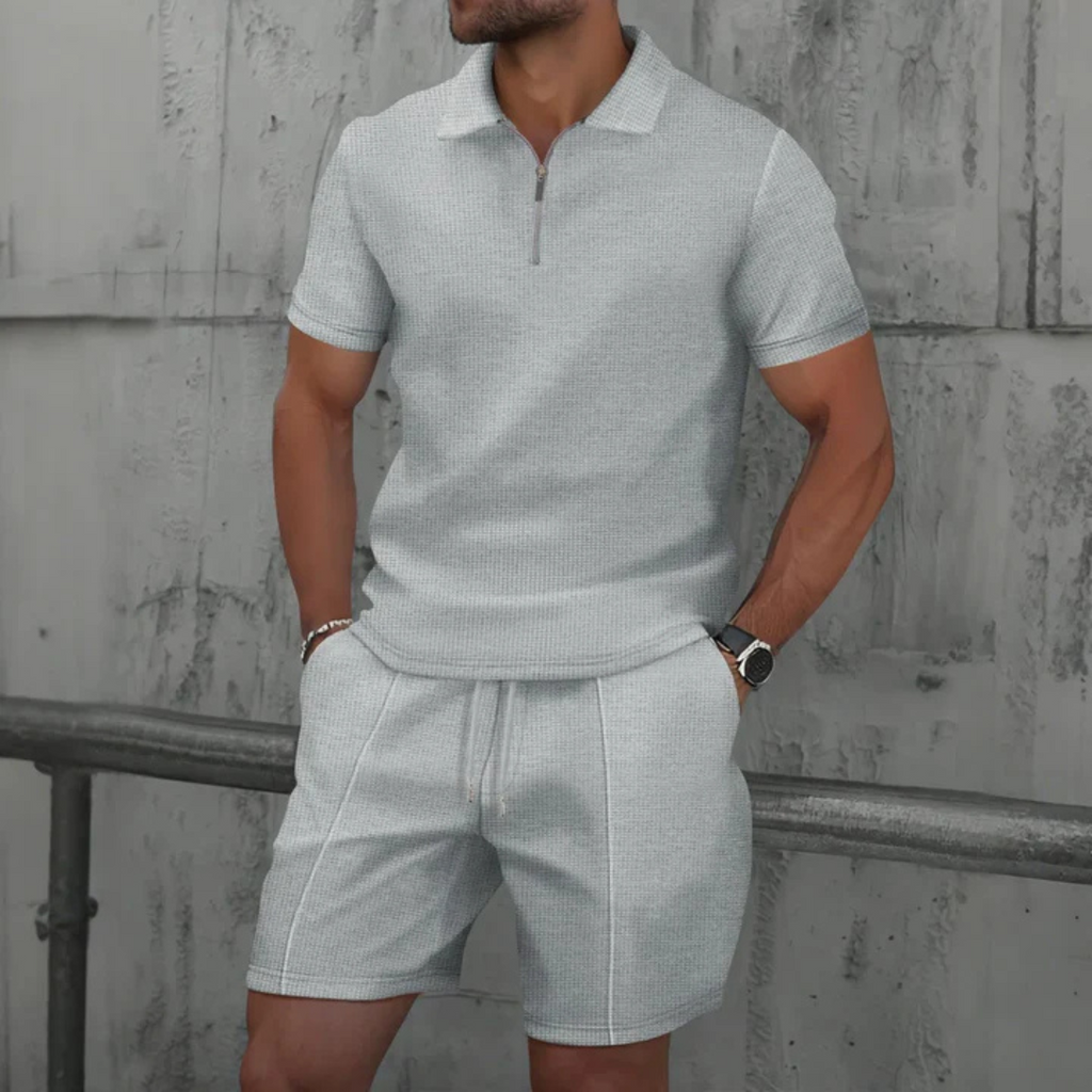 Men's Polo Shirt and Shorts Co-Ord Set - Casual Cotton Outfit for Summer Activities and Relaxation